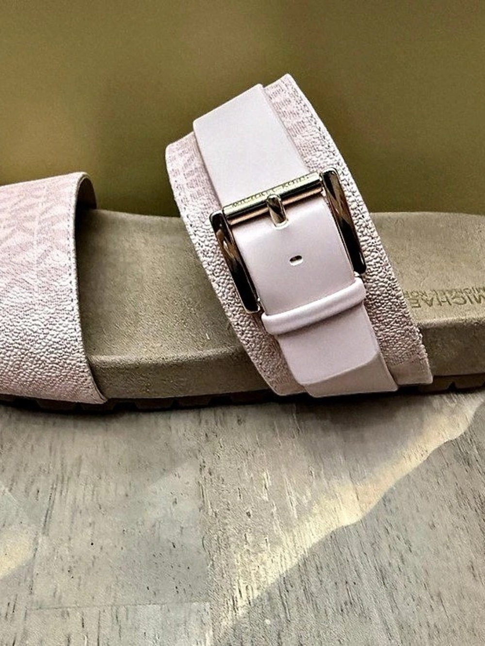 Michael Kors Mylah Logo and Leather Sandal Pink US 9.5M